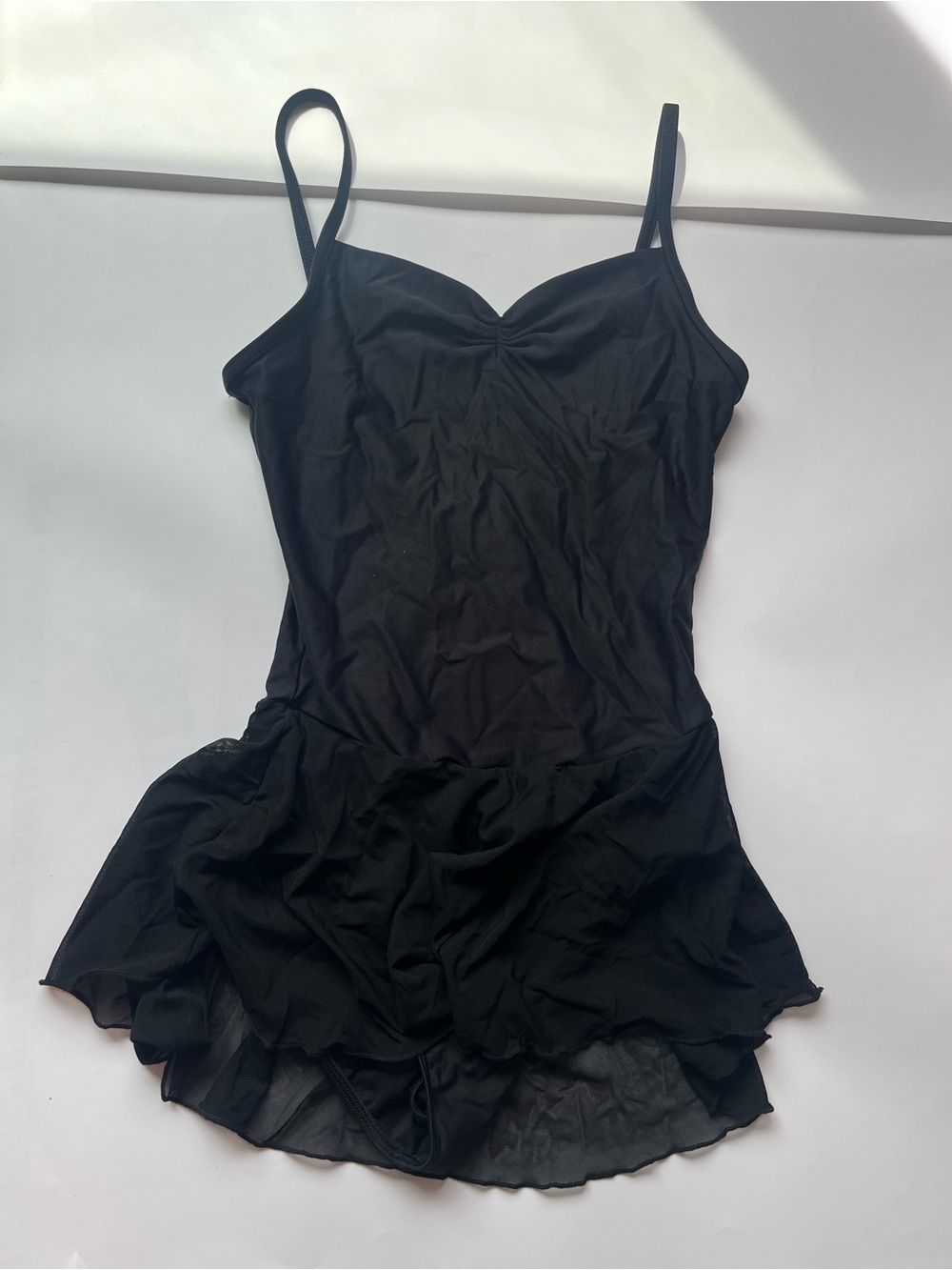 Black Ballet Leotard with Skirted Tulle Hem